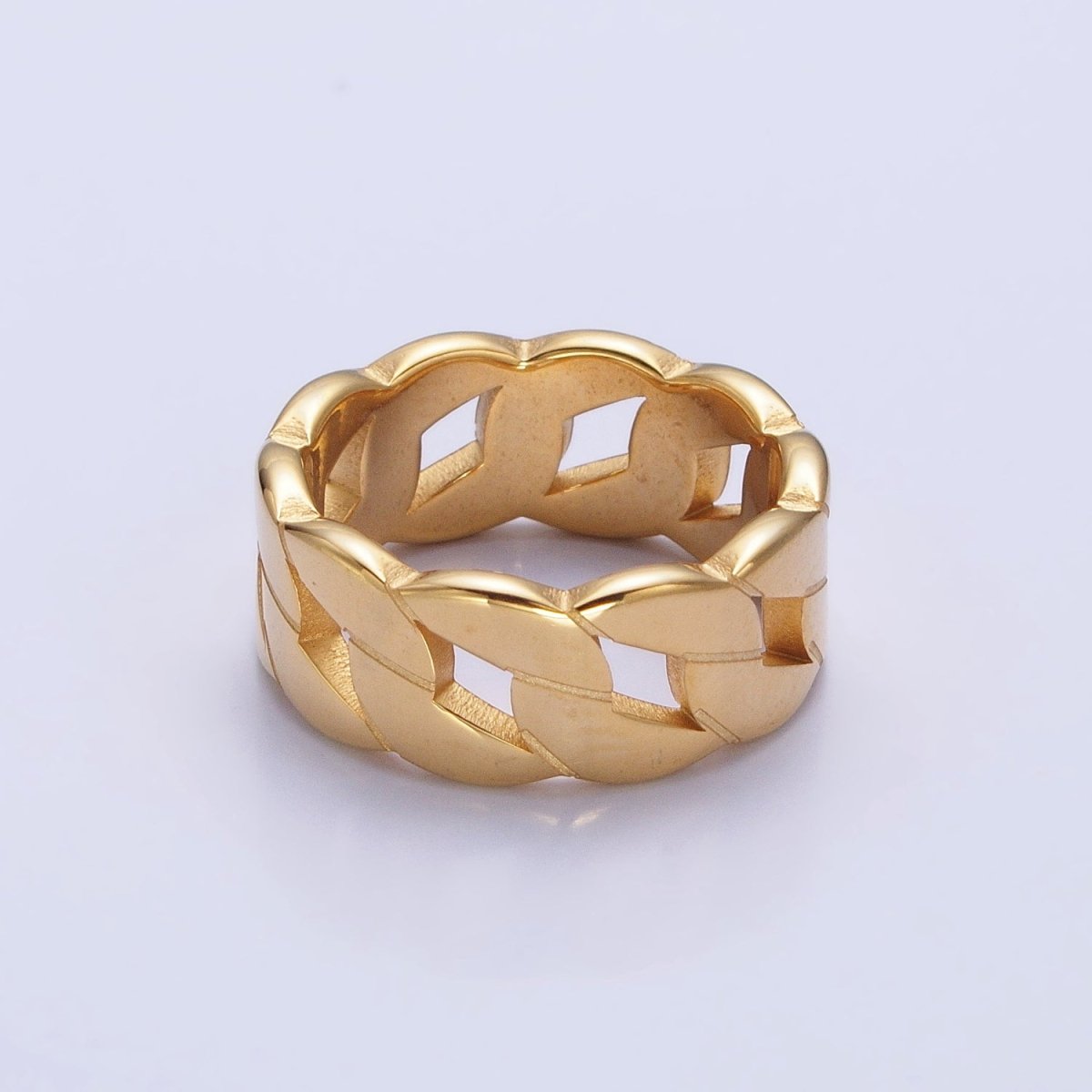 Stainless Steel Flat Curb Chain Link Ring in Gold & Silver | O-1765~O-1772