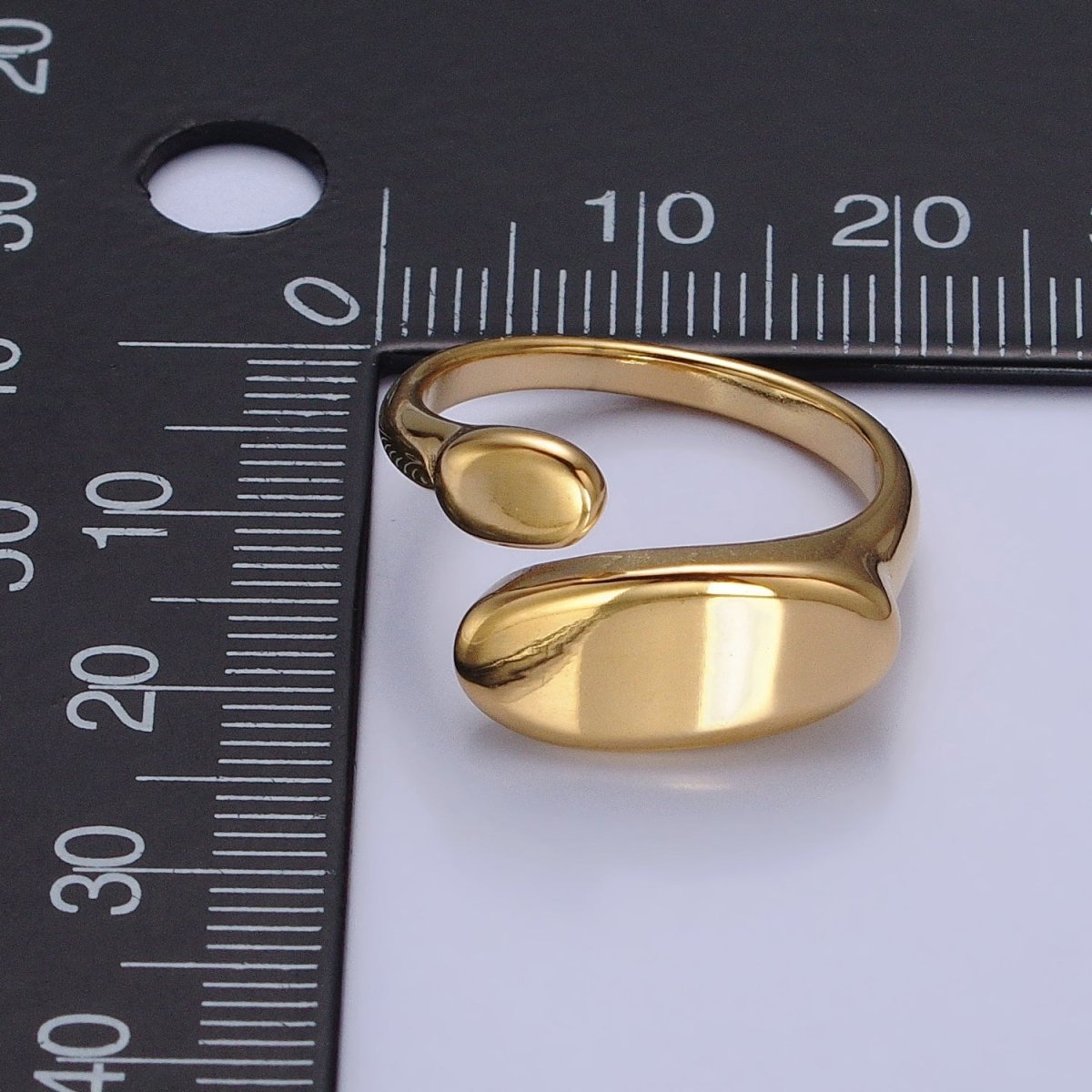 Stainless Steel Flat Oval Double Chubby Claw Open Band Ring in Gold & Silver | O-1773~O-1780 - DLUXCA