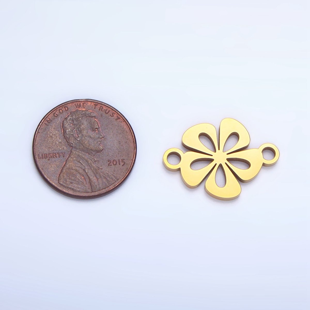 Stainless Steel Floral Tropical Hibiscus Flower Charm Connector in Gold & Silver | G-458