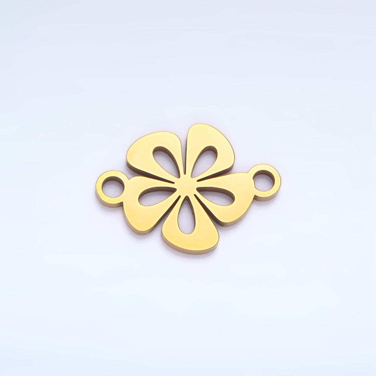Stainless Steel Floral Tropical Hibiscus Flower Charm Connector in Gold & Silver | G-458