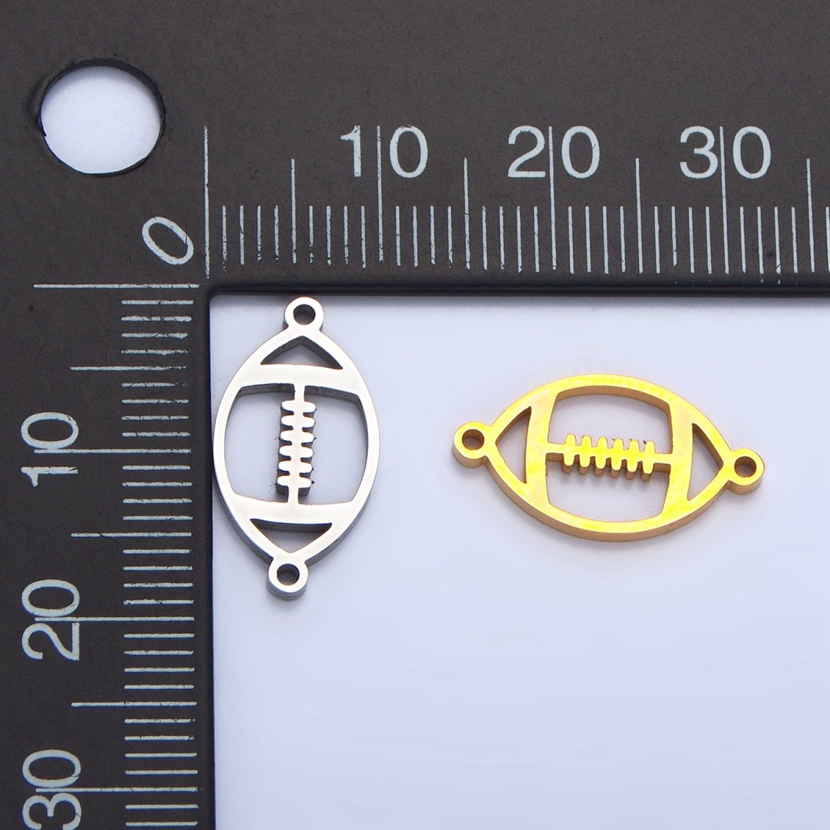 Stainless Steel Football Sports Charm Connector in Gold & Silver | G-463