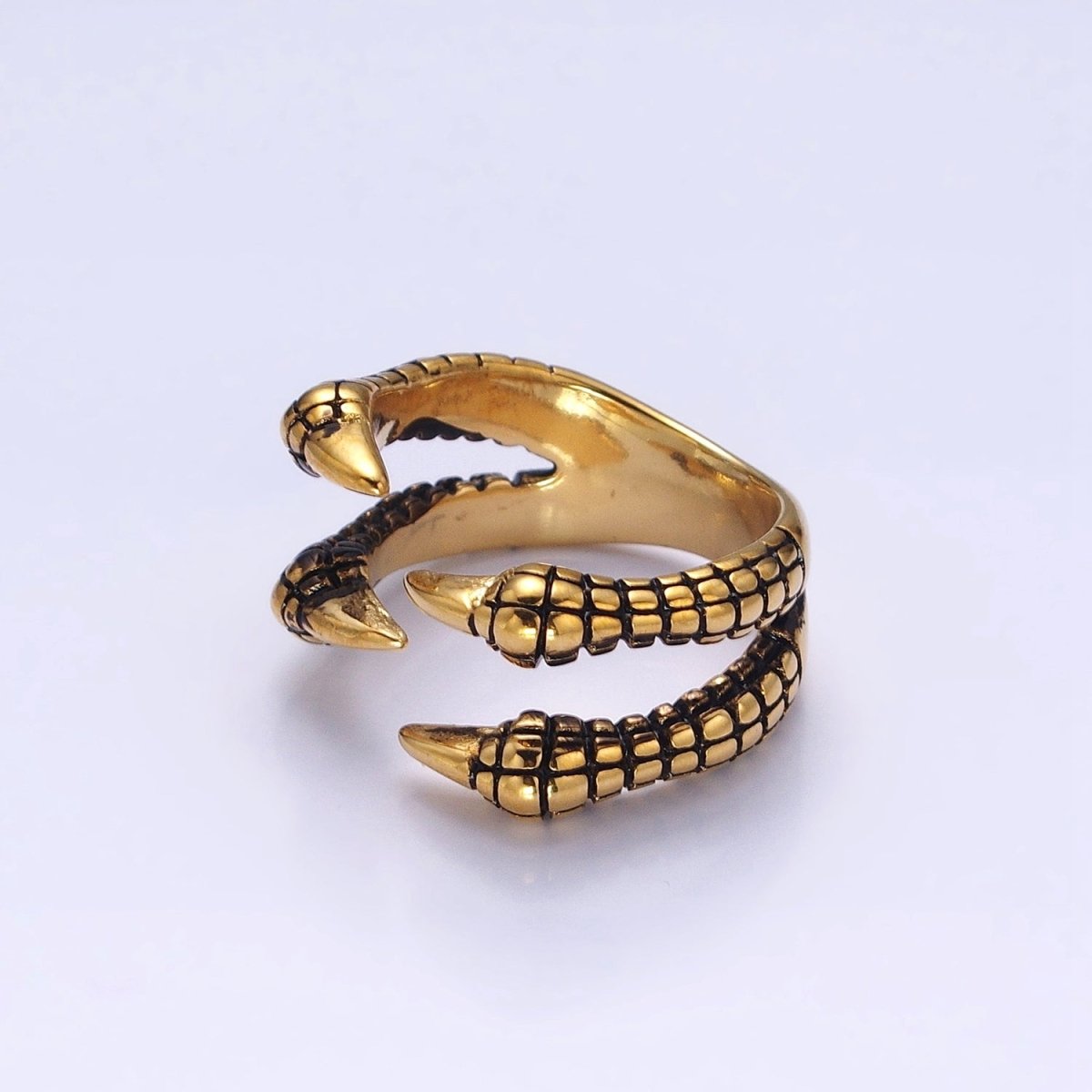 Stainless Steel Four Scaled Claws Gold Statement Rings | O-1565 O-1566