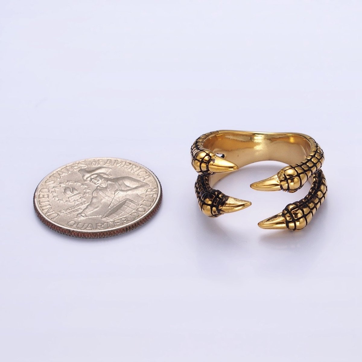 Stainless Steel Four Scaled Claws Gold Statement Rings | O-1565 O-1566