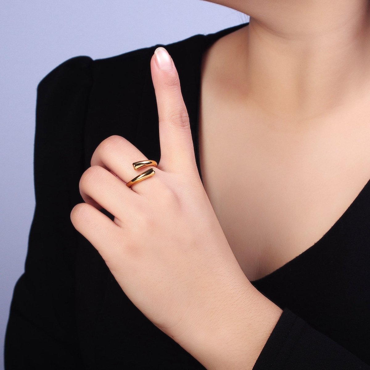 Stainless Steel Geometric Claw Minimalist Open Band Ring in Gold & Silver | O-1758~O-1764