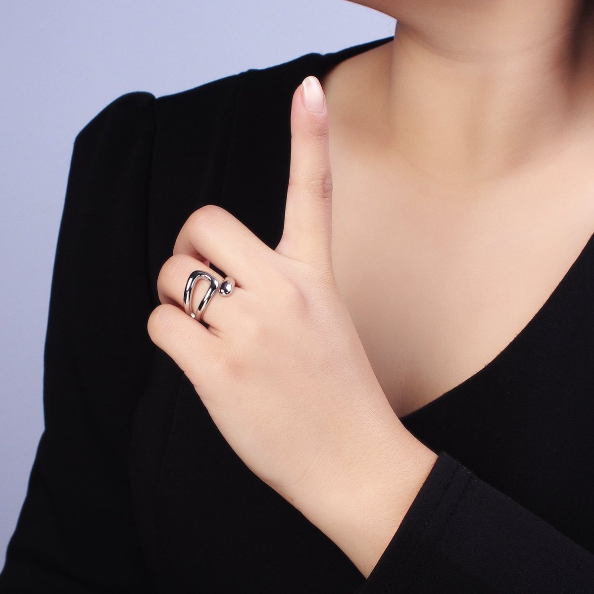 Stainless Steel Geometric Claw Open Double Band Ring in Gold & Silver | O-541 ~ O-548