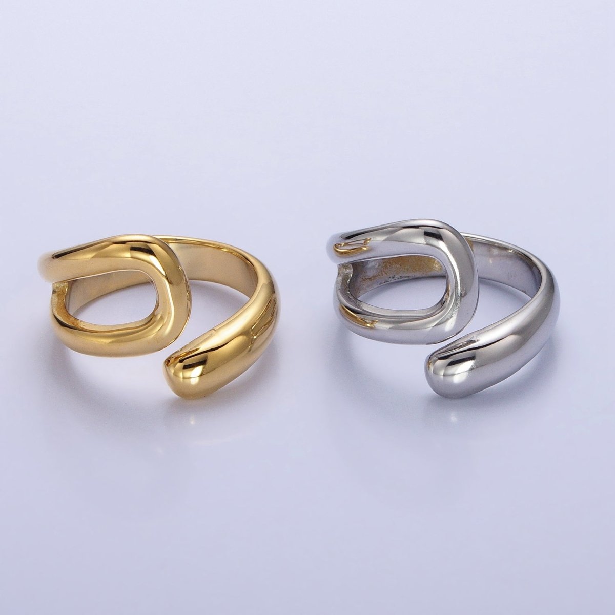 Stainless Steel Geometric Claw Open Double Band Ring in Gold & Silver | O-541 ~ O-548