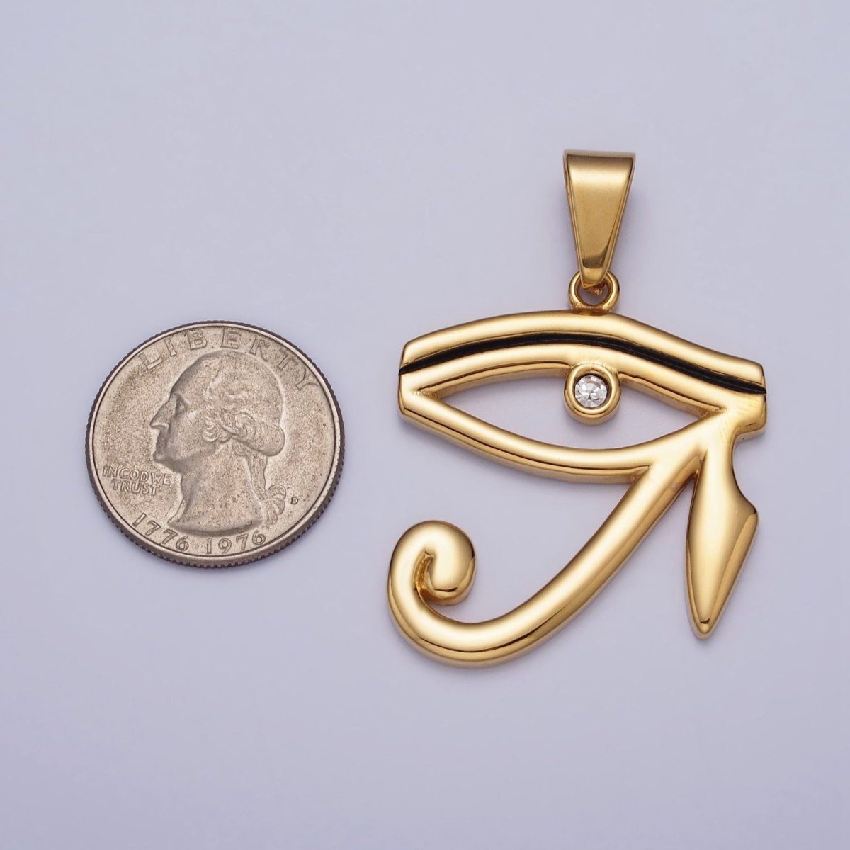 Stainless Steel Geometric Evil Eye CZ Protection Pendant in Gold & Silver | P-1107