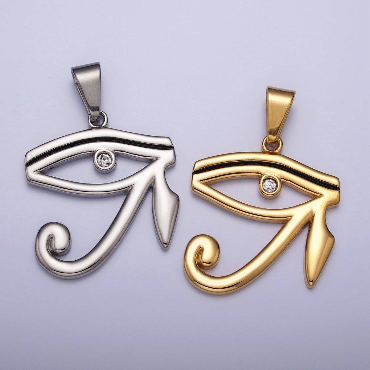 Stainless Steel Geometric Evil Eye CZ Protection Pendant in Gold & Silver | P-1107