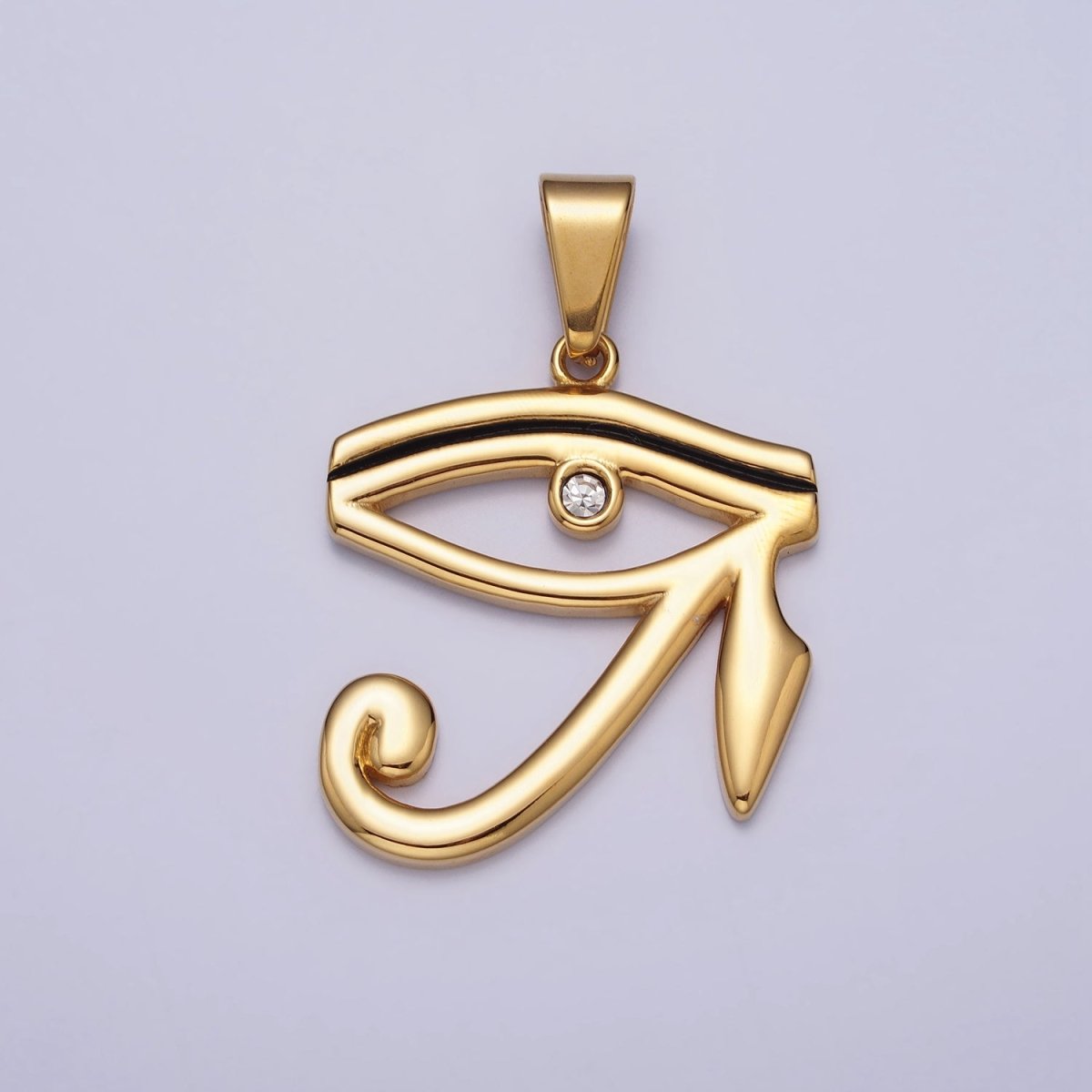 Stainless Steel Geometric Evil Eye CZ Protection Pendant in Gold & Silver | P-1107