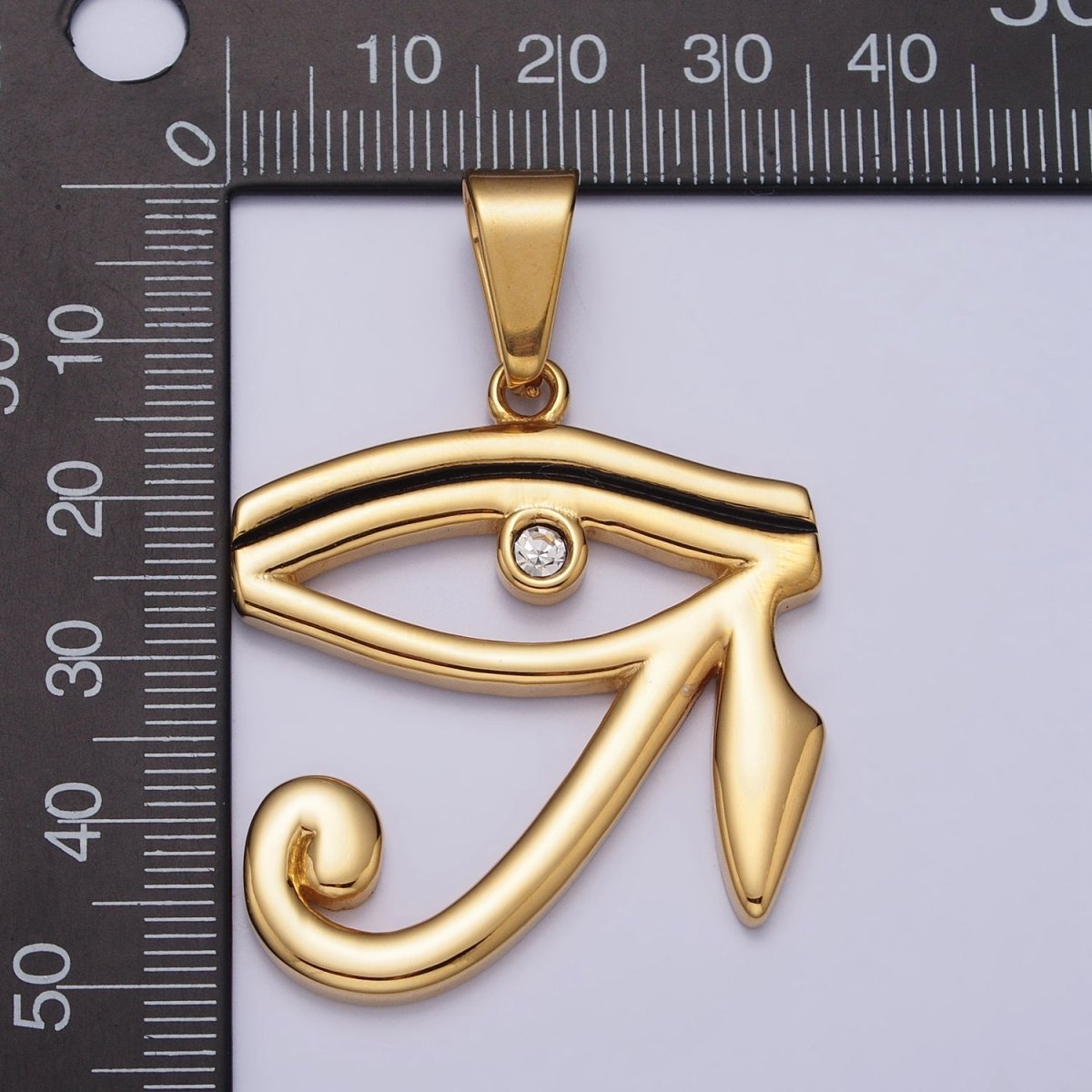 Stainless Steel Geometric Evil Eye CZ Protection Pendant in Gold & Silver | P-1107
