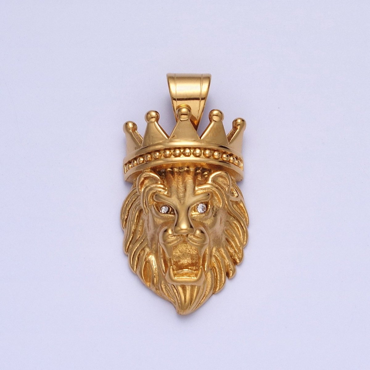 Stainless Steel Gold Crowned Roaring Lion King Pendant in Gold & Silver J-749 J-752