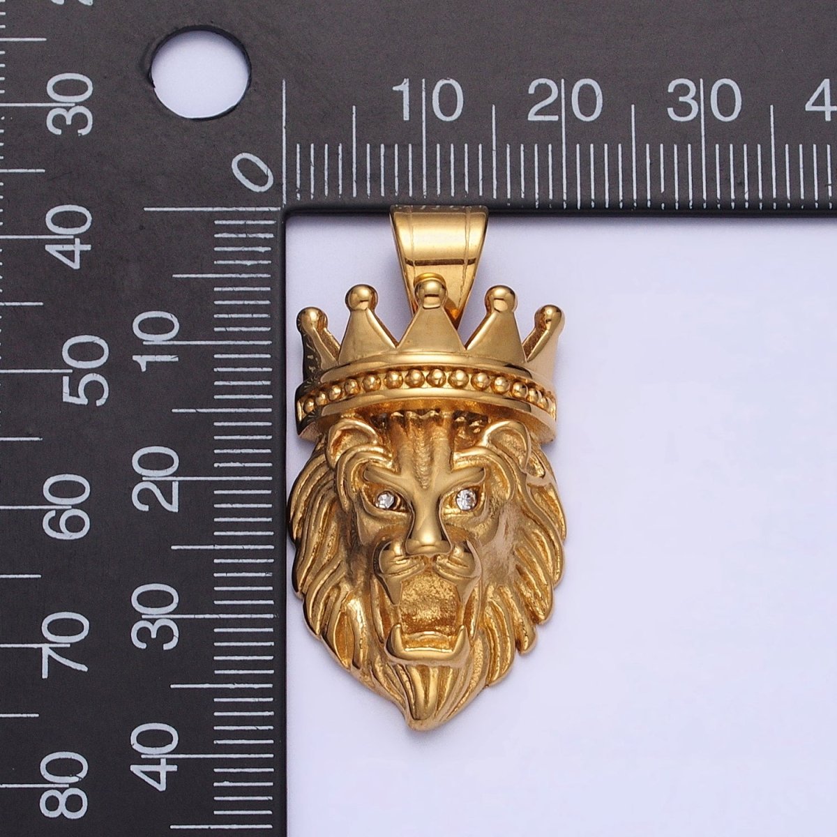 Stainless Steel Gold Crowned Roaring Lion King Pendant in Gold & Silver J-749 J-752