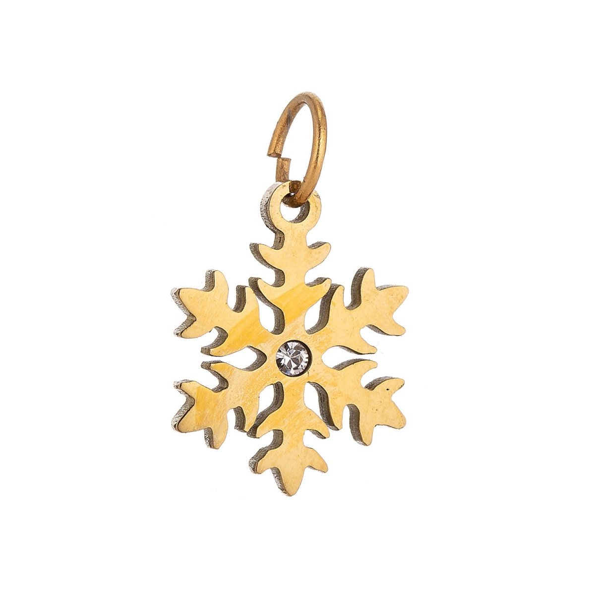 Stainless Steel Gold Elegant Snowflake Cubic Zirconia Bracelet Charm Necklace Pendant Findings for Jewelry Making E-637
