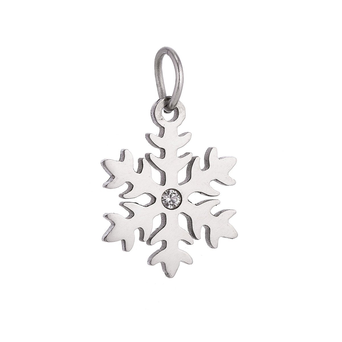 Stainless Steel Gold Elegant Snowflake Cubic Zirconia Bracelet Charm Necklace Pendant Findings for Jewelry Making E-637