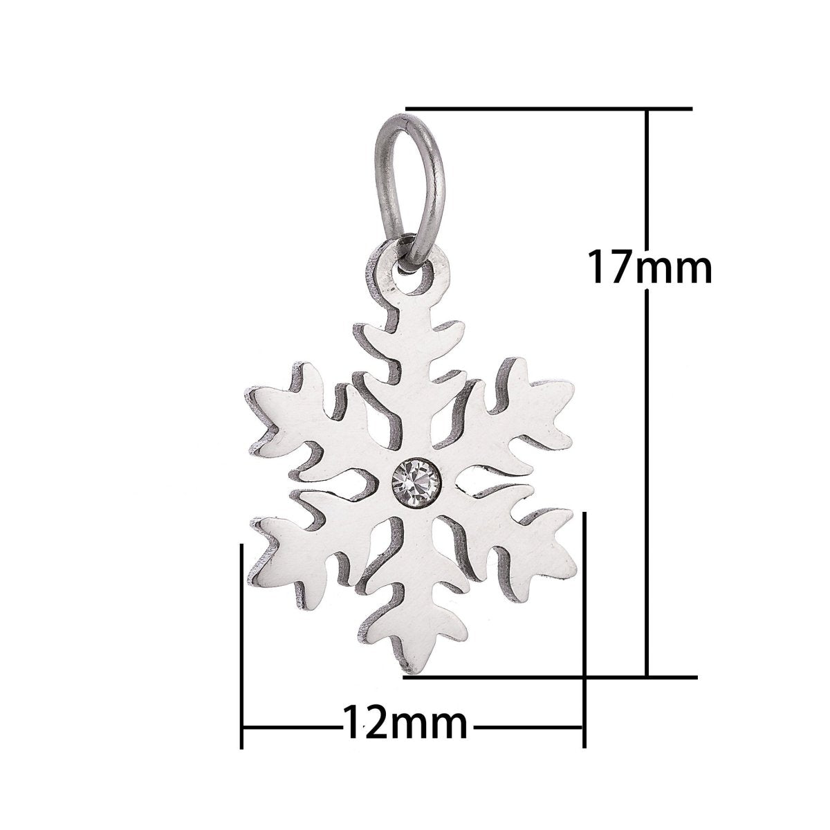 Stainless Steel Gold Elegant Snowflake Cubic Zirconia Bracelet Charm Necklace Pendant Findings for Jewelry Making E-637