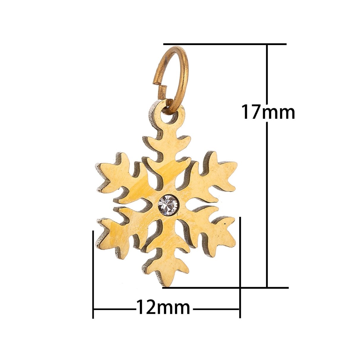 Stainless Steel Gold Elegant Snowflake Cubic Zirconia Bracelet Charm Necklace Pendant Findings for Jewelry Making E-637