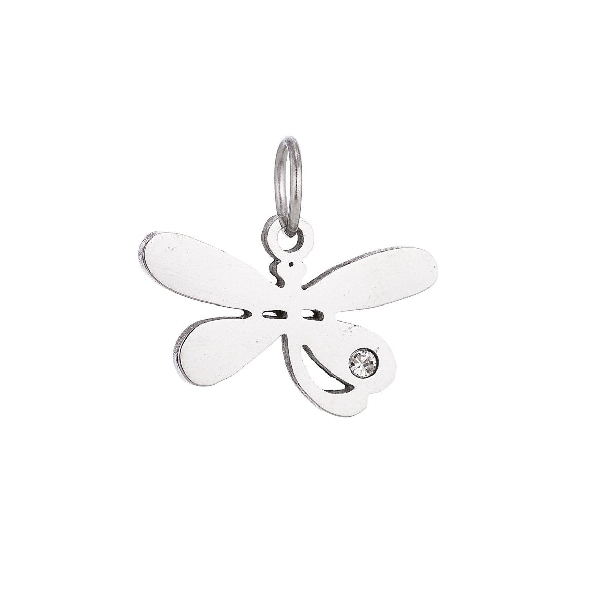 Stainless Steel Gold Lovely Charming Dragonfly Cubic Zirconia Bracelet Charm Necklace Pendant Findings for Jewelry Making E-638