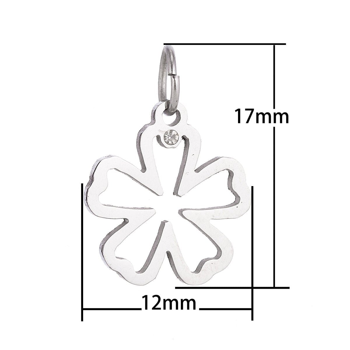 Stainless Steel Gold Minimalist Dainty Five Petals Flower Cubic Zirconia Bracelet Charm Necklace Pendant Findings for Jewelry Making E-636