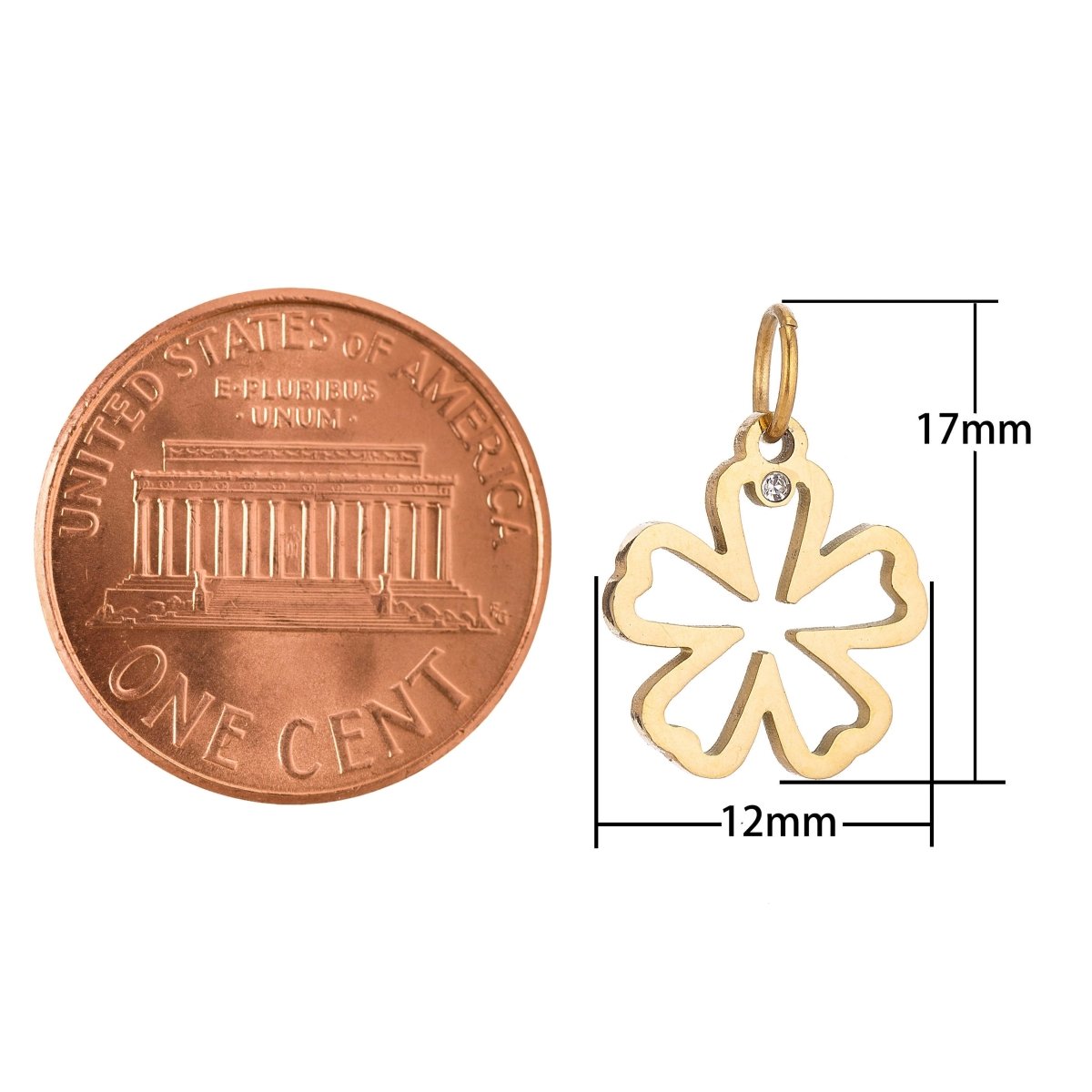 Stainless Steel Gold Minimalist Dainty Five Petals Flower Cubic Zirconia Bracelet Charm Necklace Pendant Findings for Jewelry Making E-636
