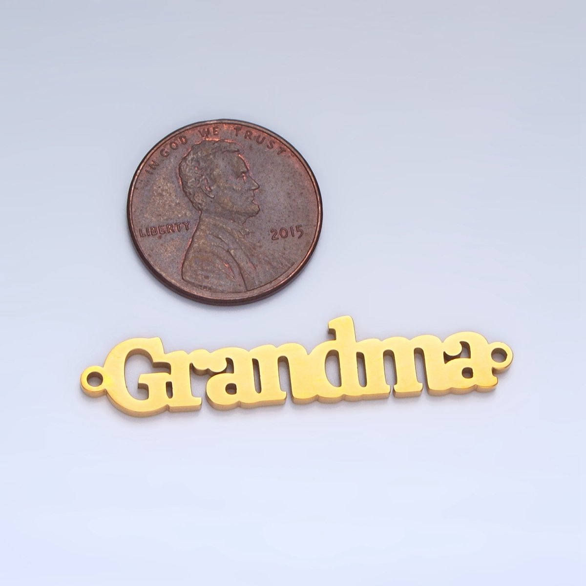 Stainless Steel "Grandma" Script Minimalist Connector in Gold & Silver | G456