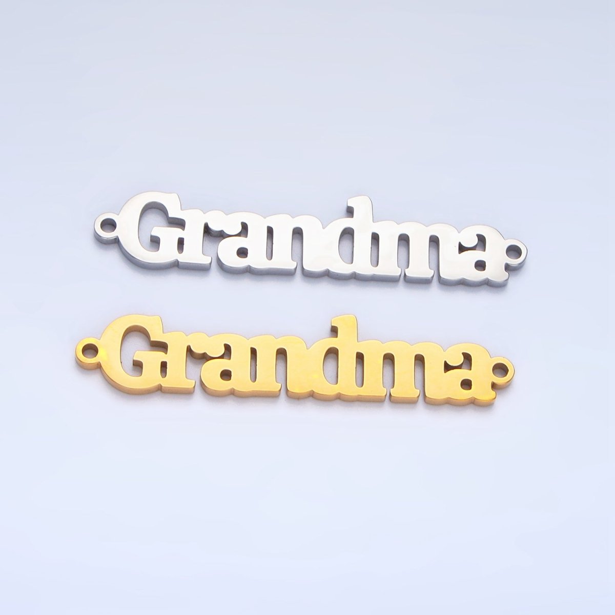 Stainless Steel "Grandma" Script Minimalist Connector in Gold & Silver | G456