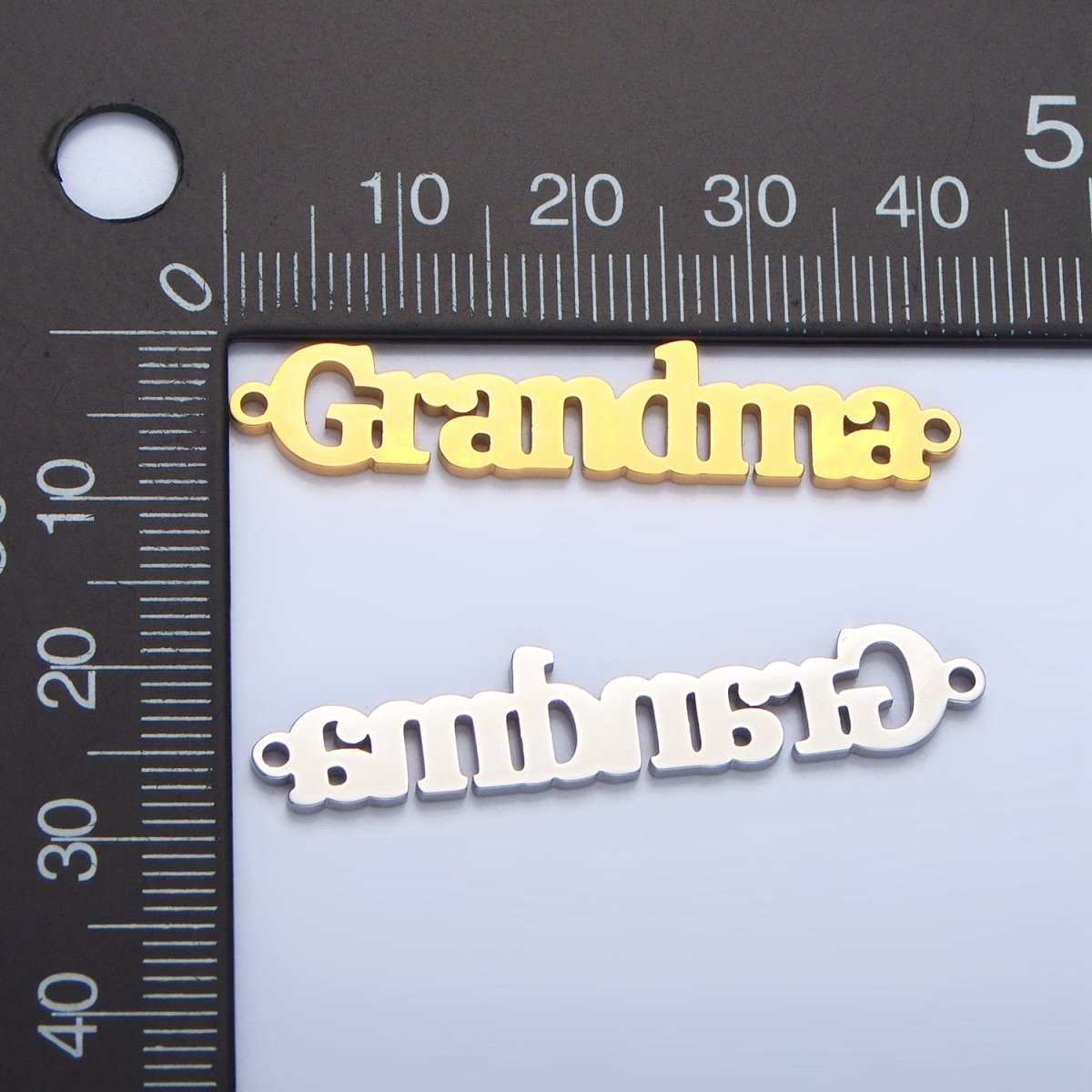 Stainless Steel "Grandma" Script Minimalist Connector in Gold & Silver | G456