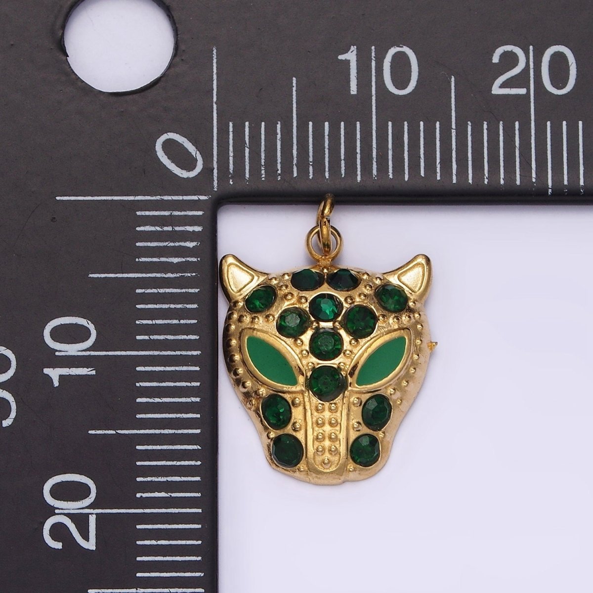 Stainless Steel Green, Black Eyed Panther Animal CZ Dotted Charm in Gold & Silver | P-678 ~P-681
