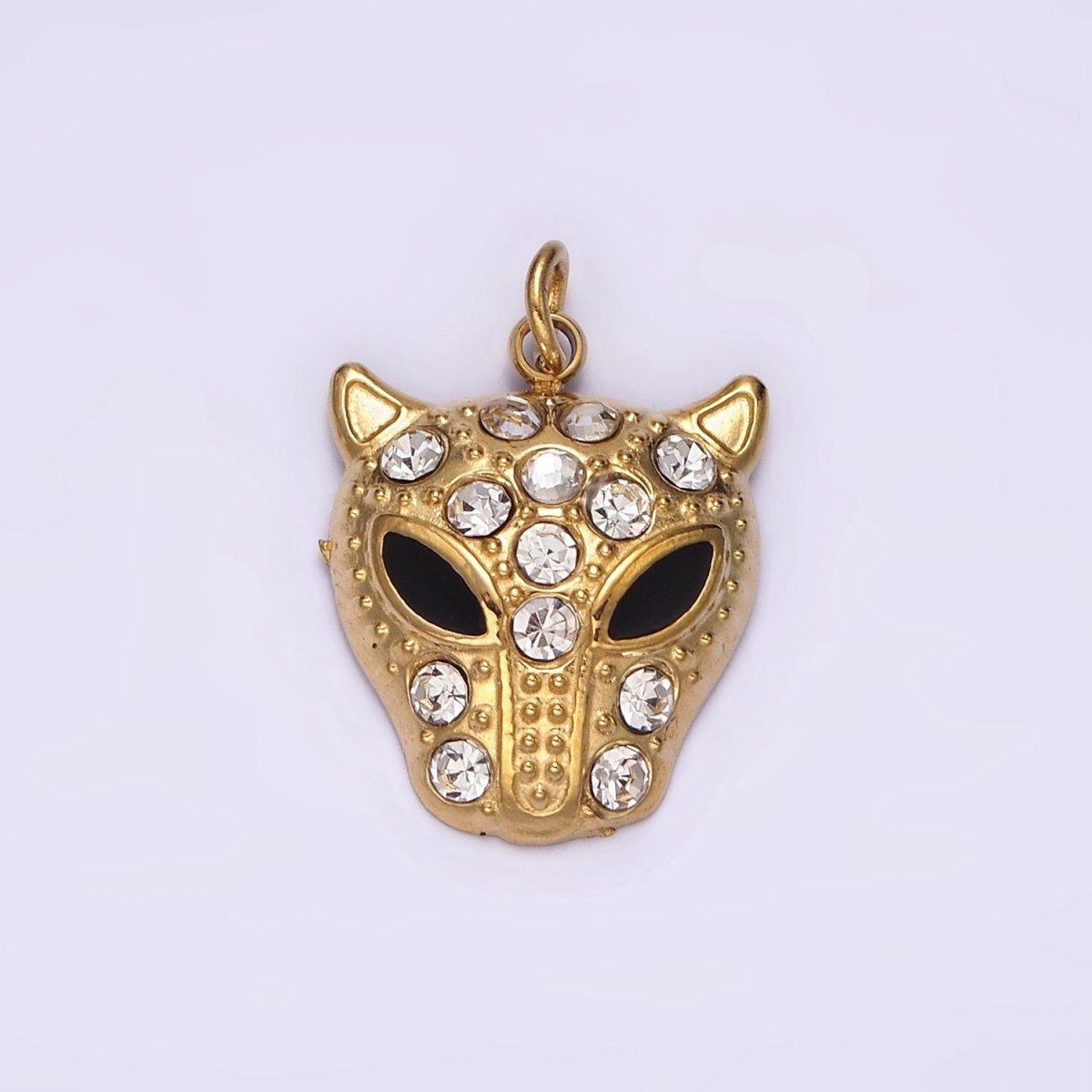 Stainless Steel Green, Black Eyed Panther Animal CZ Dotted Charm in Gold & Silver | P-678 ~P-681
