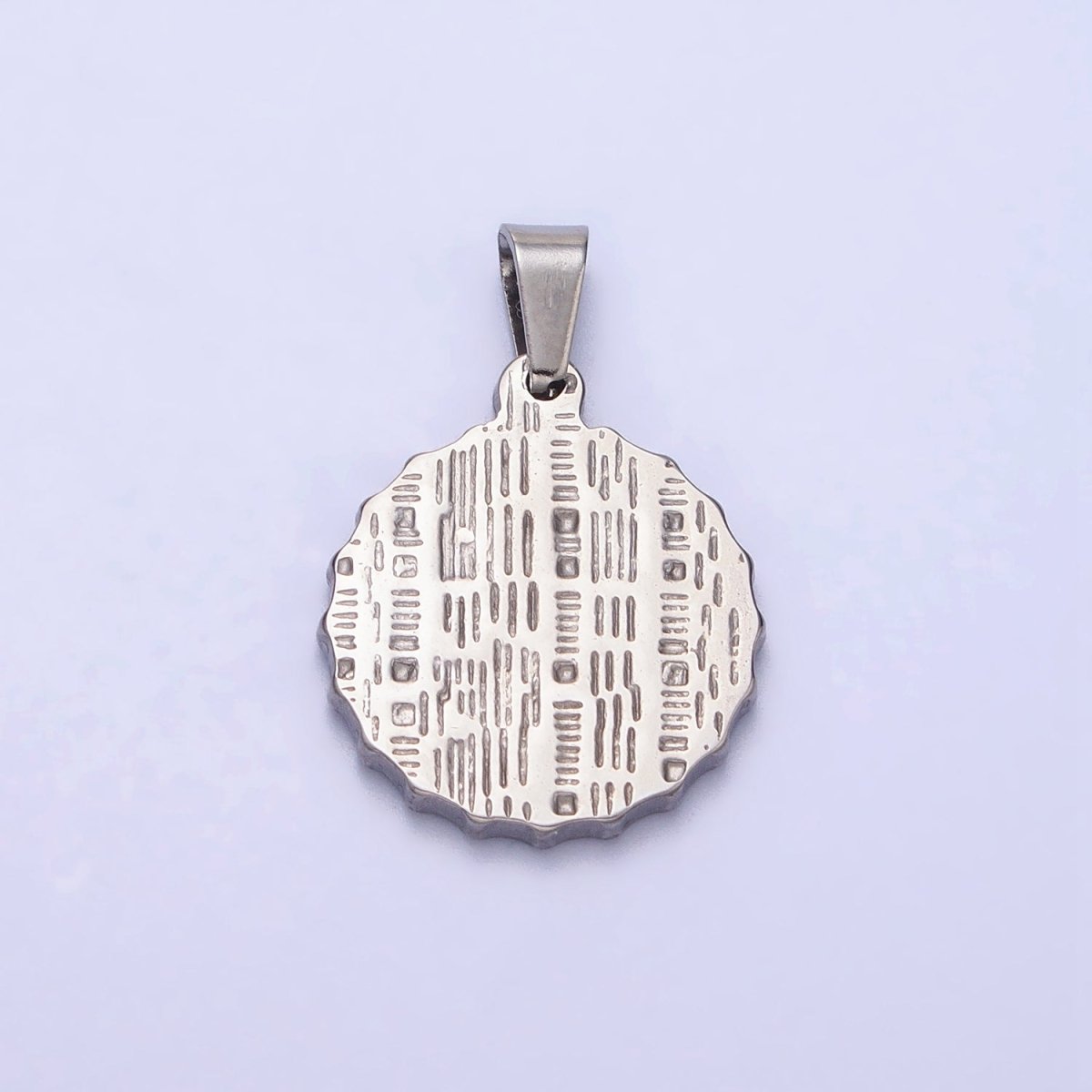 Stainless Steel Green, Blue Evil Eye White Enamel Round Textured Pendant in Gold & Silver J-683 J-686 J-689 J-698