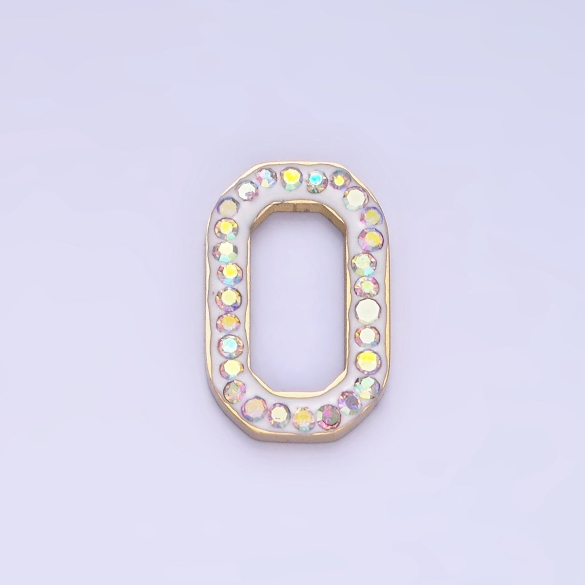 Stainless Steel Green, Clear CZ Edged Hexagonal Oblong Link Finding | Z689