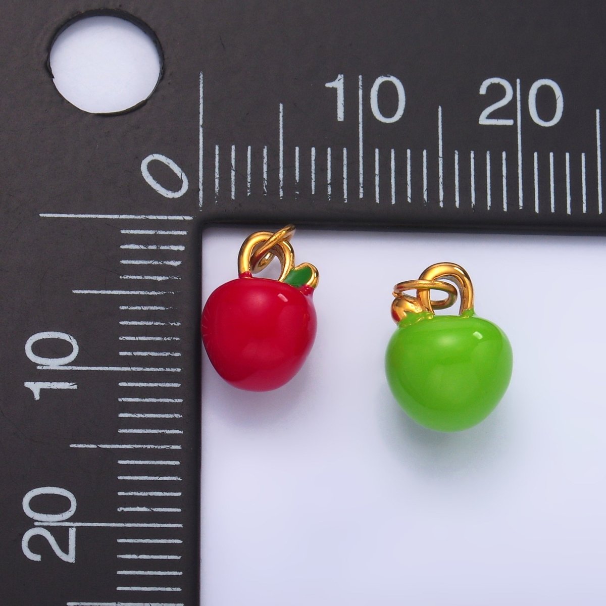 Stainless Steel Green, Red, Minimalist Apple 3D Multidimensional Charm | P841 P851