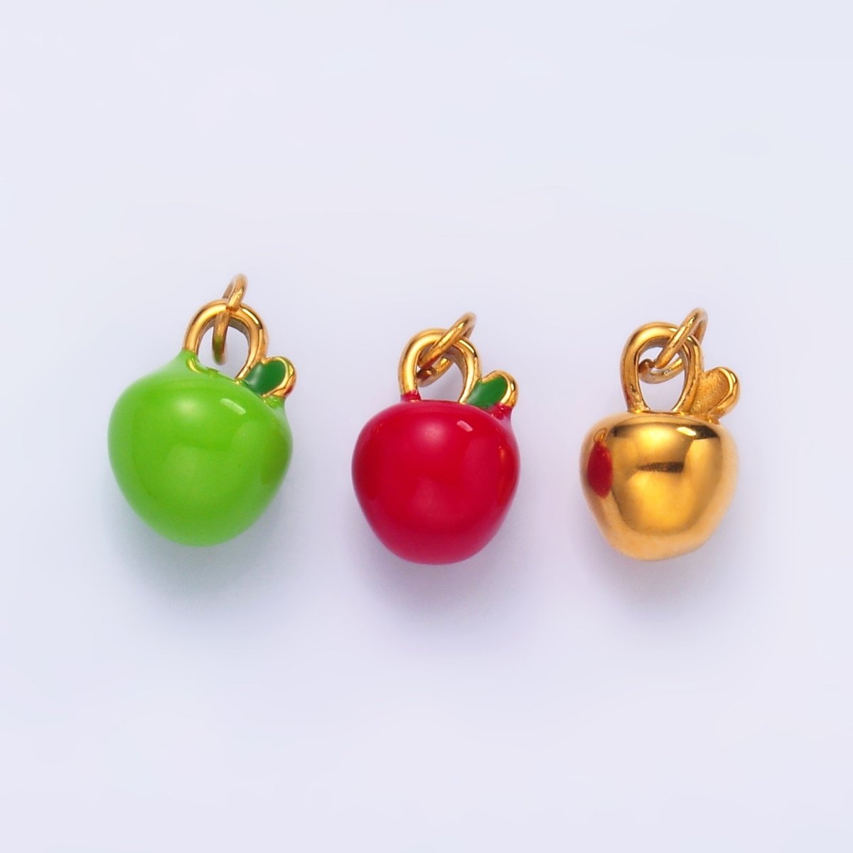 Stainless Steel Green, Red, Minimalist Apple 3D Multidimensional Charm | P841 P851