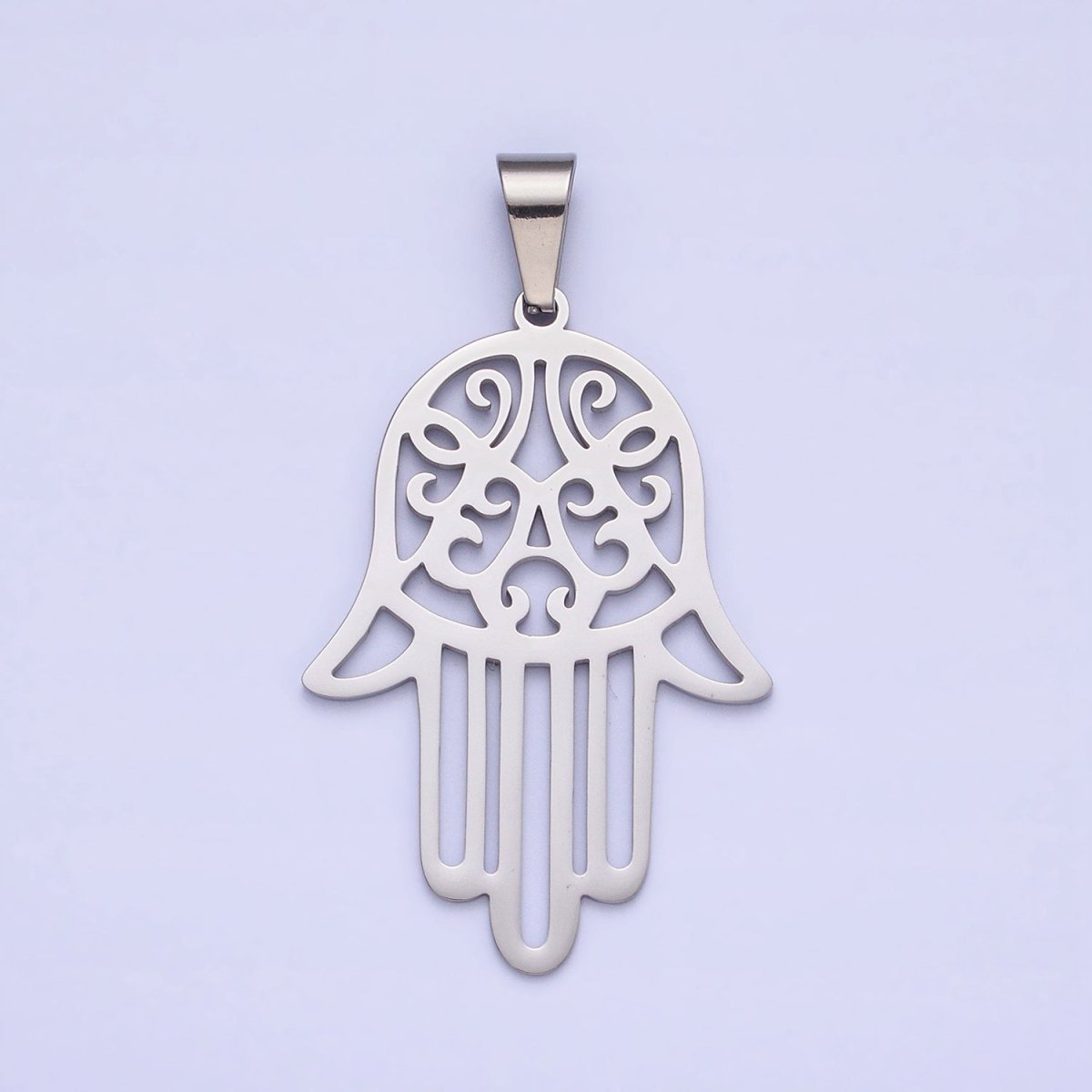 Stainless Steel Hamsa Hand Open 50mm Pendant in Gold & Silver J-712 J-713