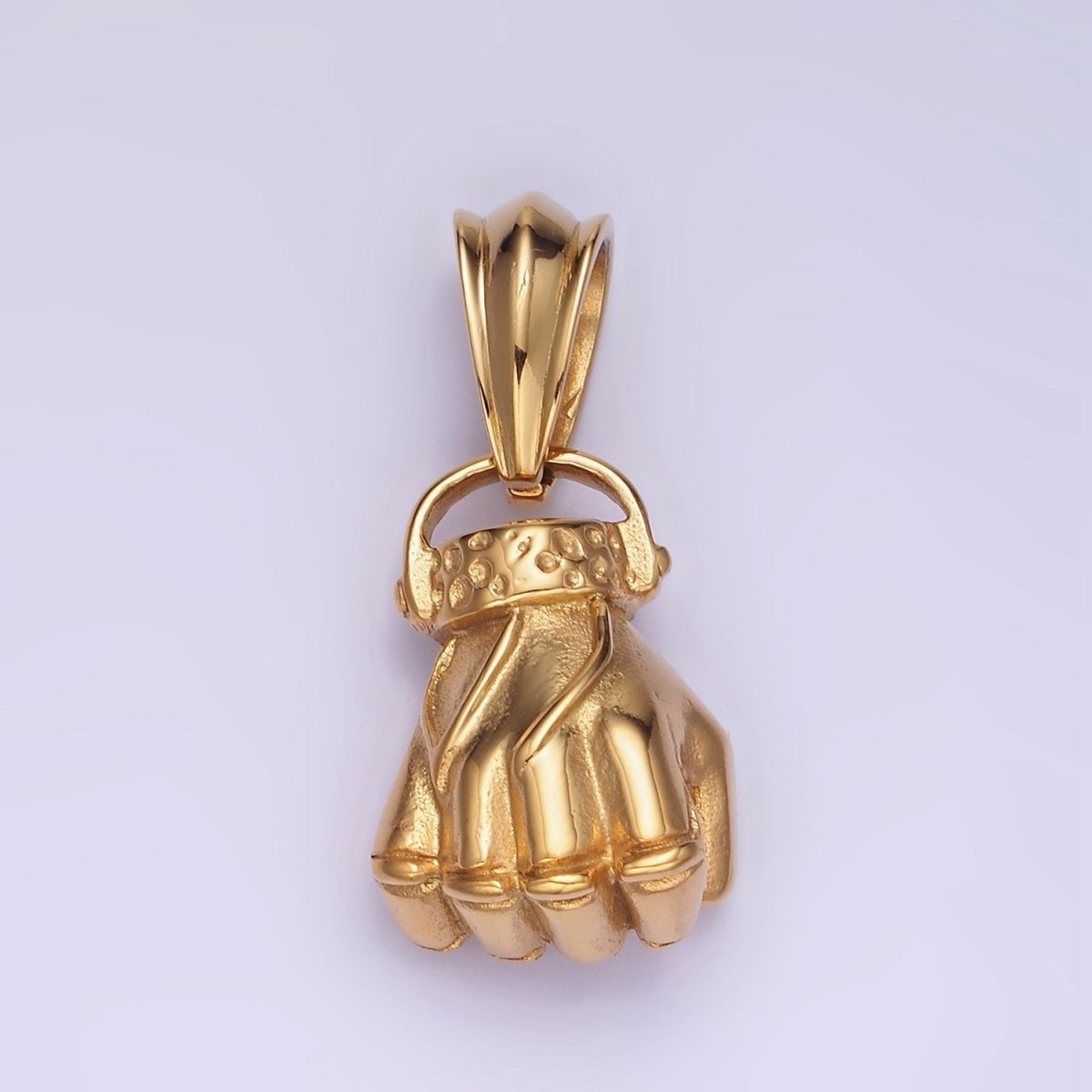 Stainless Steel 40mm Fight Fist Hand Gesture Pendant in Gold & Silver | P1209