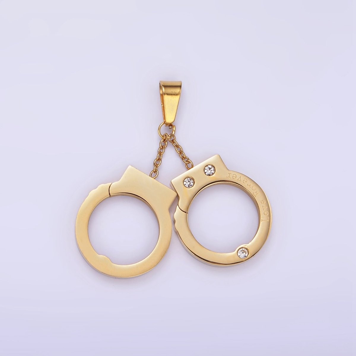 Stainless Steel Hand Cuff Charms Pendant in Gold & Silver | P1448