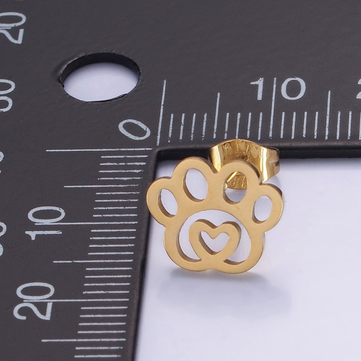 Stainless Steel Heart Animal Paw Print Stud Earrings | V510