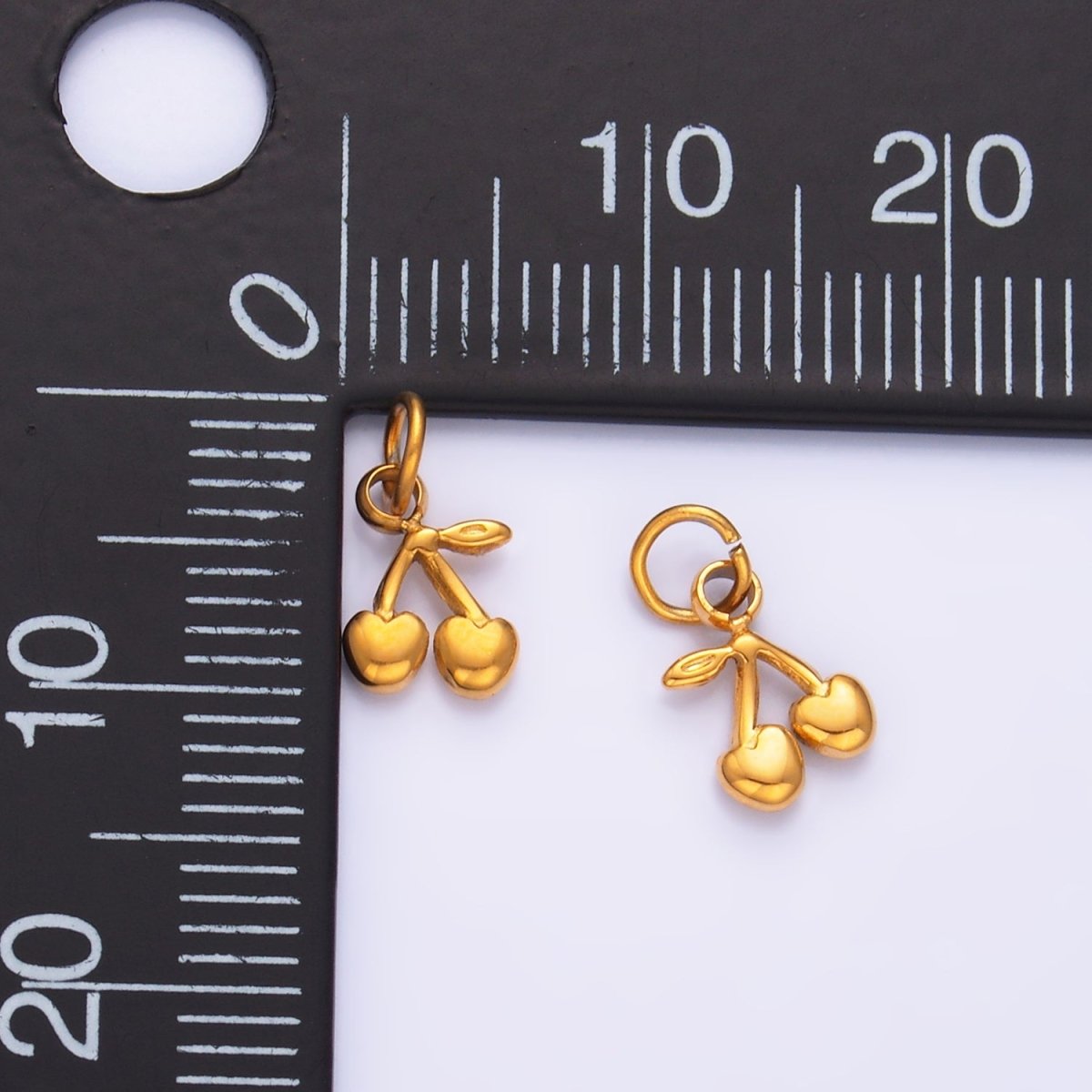 Stainless Steel Heart Cherry Fruit Mini Charm | P793 - DLUXCA