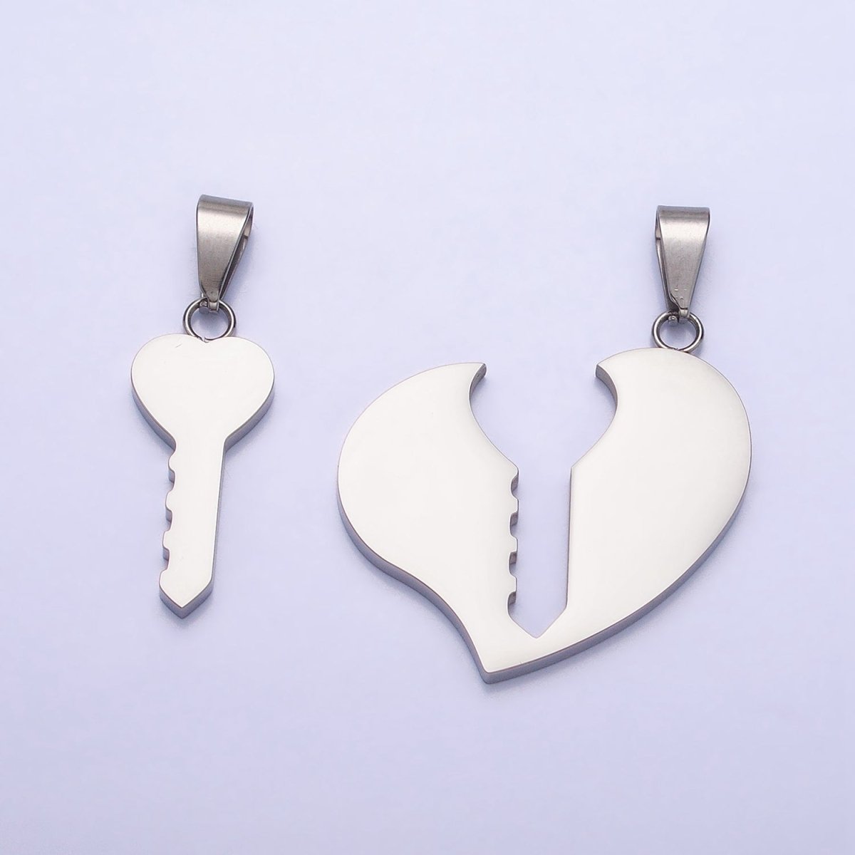 Stainless Steel Heart Key Couple's Friendship Pendant Set in Gold & Silver | P-1124