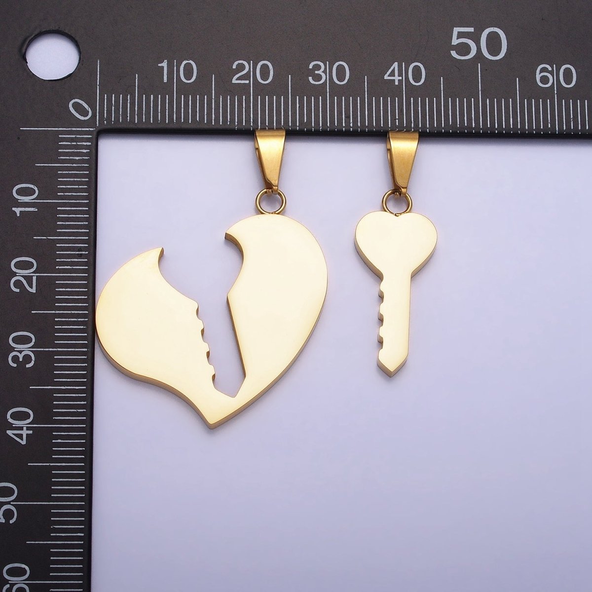 Stainless Steel Heart Key Couple's Friendship Pendant Set in Gold & Silver | P-1124