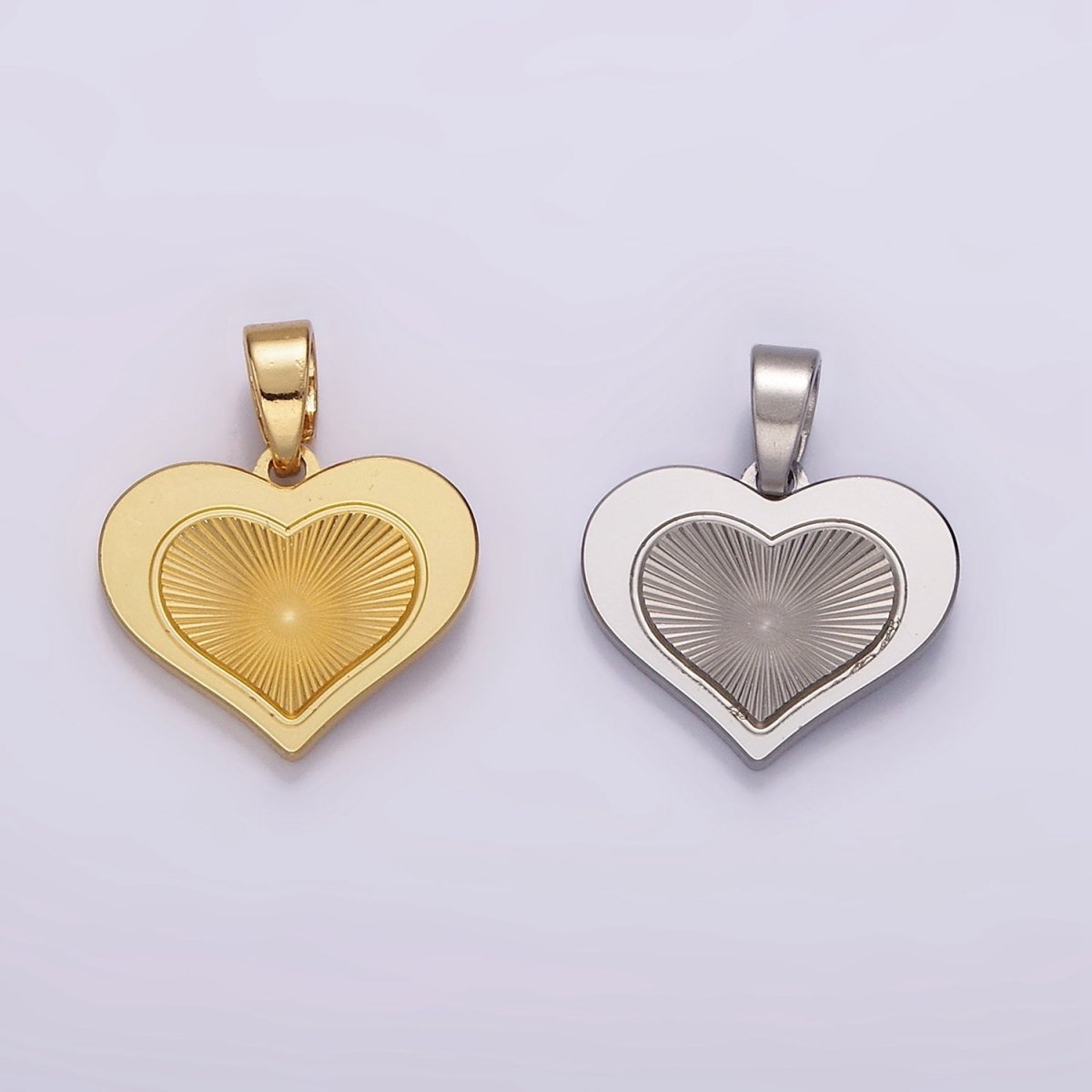 Stainless Steel Heart Sunburst Minimalist Pendant in Gold & Silver | P866