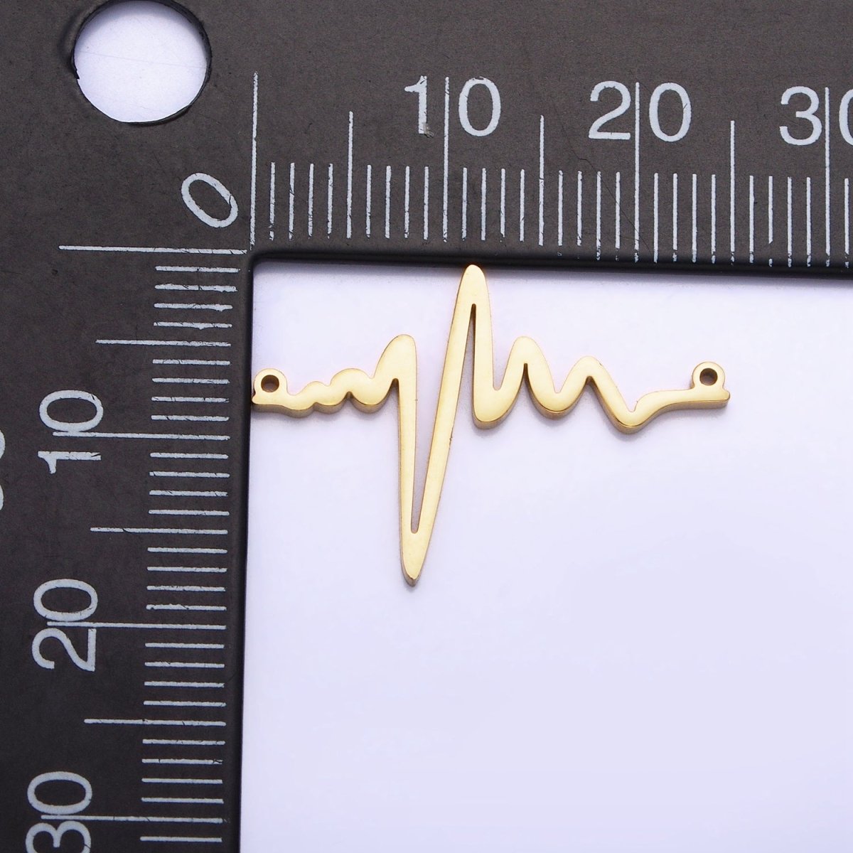 Stainless Steel Heartbeat Line Frequency Electrocardiogram Minimalist Connector in Silver & Gold | P-894