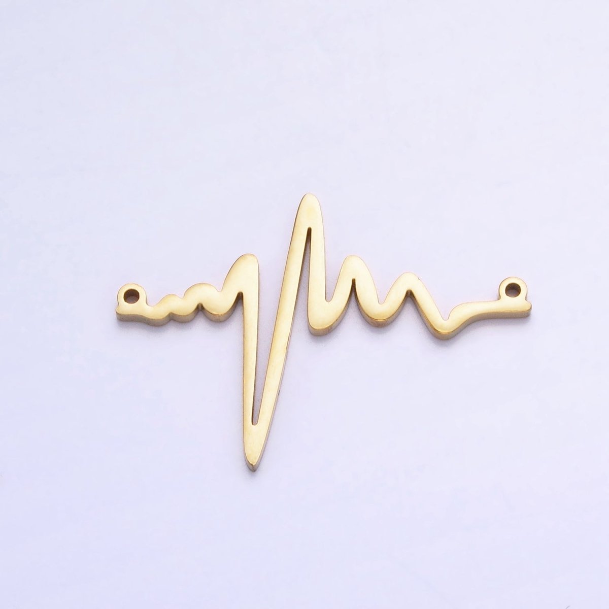 Stainless Steel Heartbeat Line Frequency Electrocardiogram Minimalist Connector in Silver & Gold | P-894