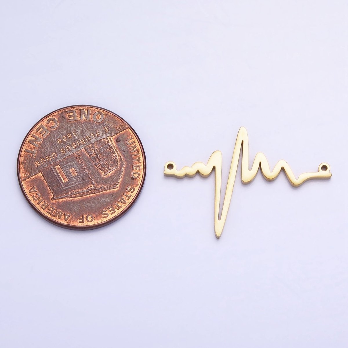 Stainless Steel Heartbeat Line Frequency Electrocardiogram Minimalist Connector in Silver & Gold | P-894
