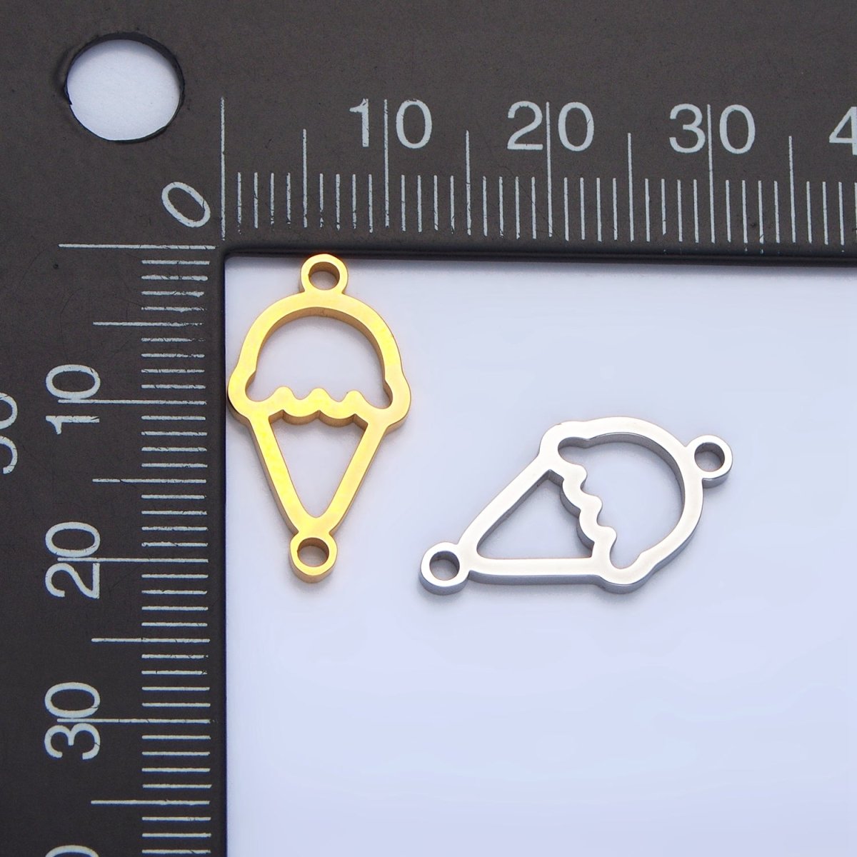 Stainless Steel Ice Cream Dessert Charm Connector in Gold & Silver | G-465