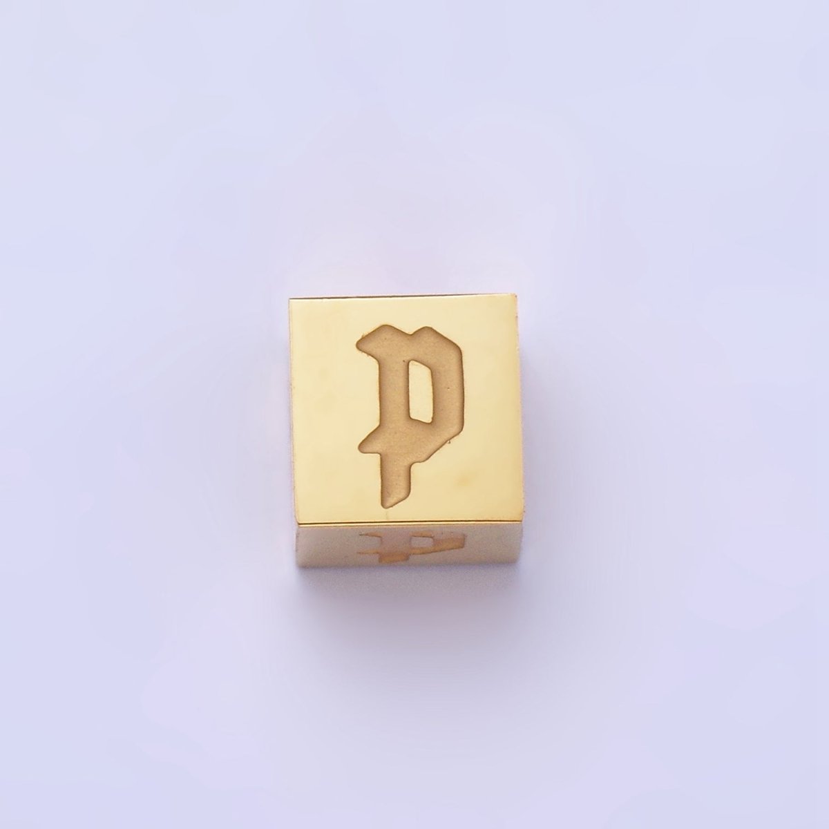 Stainless Steel Initial Letter A-Z Old English Gothic Alphabet Font 5mm Gold Bead | A-937-A-949