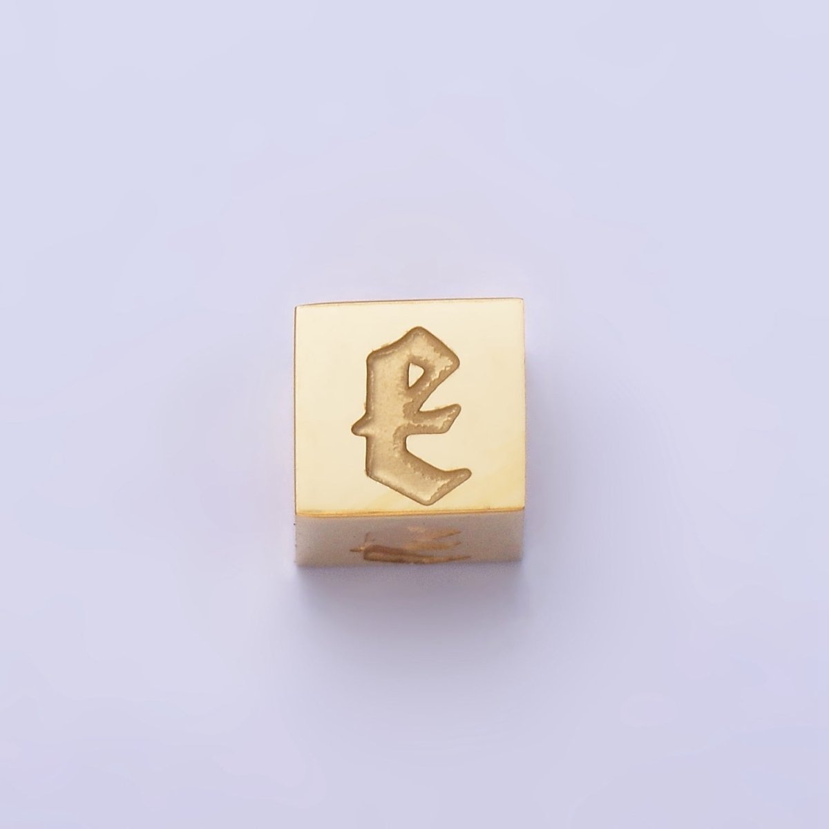 Stainless Steel Initial Letter A-Z Old English Gothic Alphabet Font 5mm Gold Bead | A-937-A-949