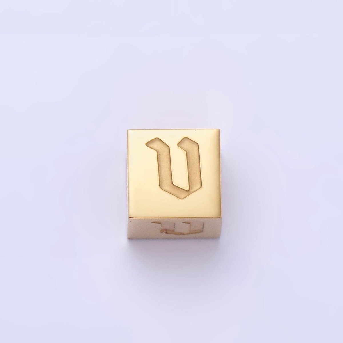 Stainless Steel Initial Letter A-Z Old English Gothic Alphabet Font 5mm Gold Bead | A-937-A-949