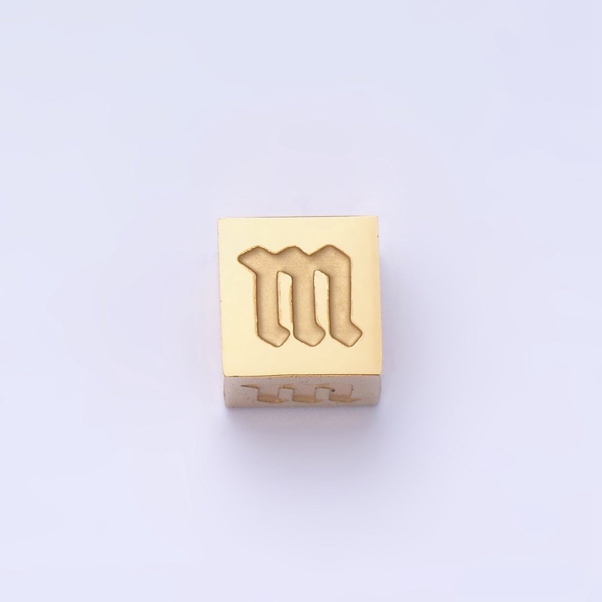 Stainless Steel Initial Letter A-Z Old English Gothic Alphabet Font 5mm Gold Bead | A-937-A-949