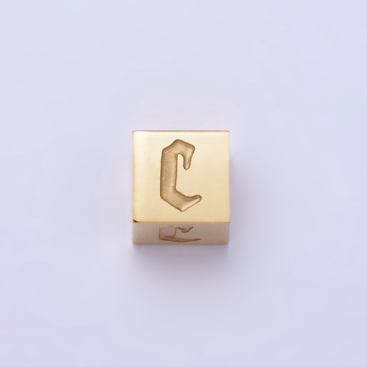 Stainless Steel Initial Letter A-Z Old English Gothic Alphabet Font 5mm Gold Bead | A-937-A-949