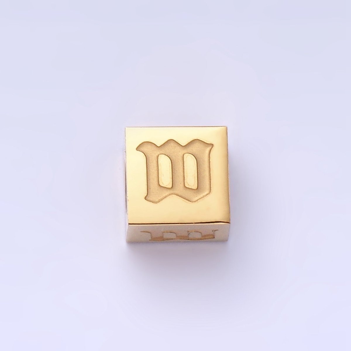 Stainless Steel Initial Letter A-Z Old English Gothic Alphabet Font 5mm Gold Bead | A-937-A-949